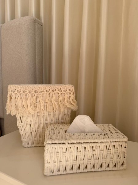 طقم سلة مع بكيت محارم خيط مكرمي
