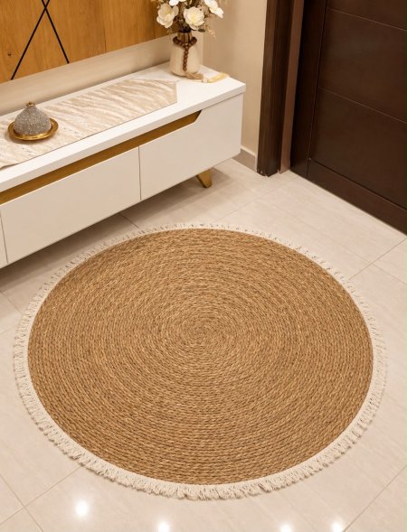 دعسة قش 120 CM مع شراشيب دائري DB3